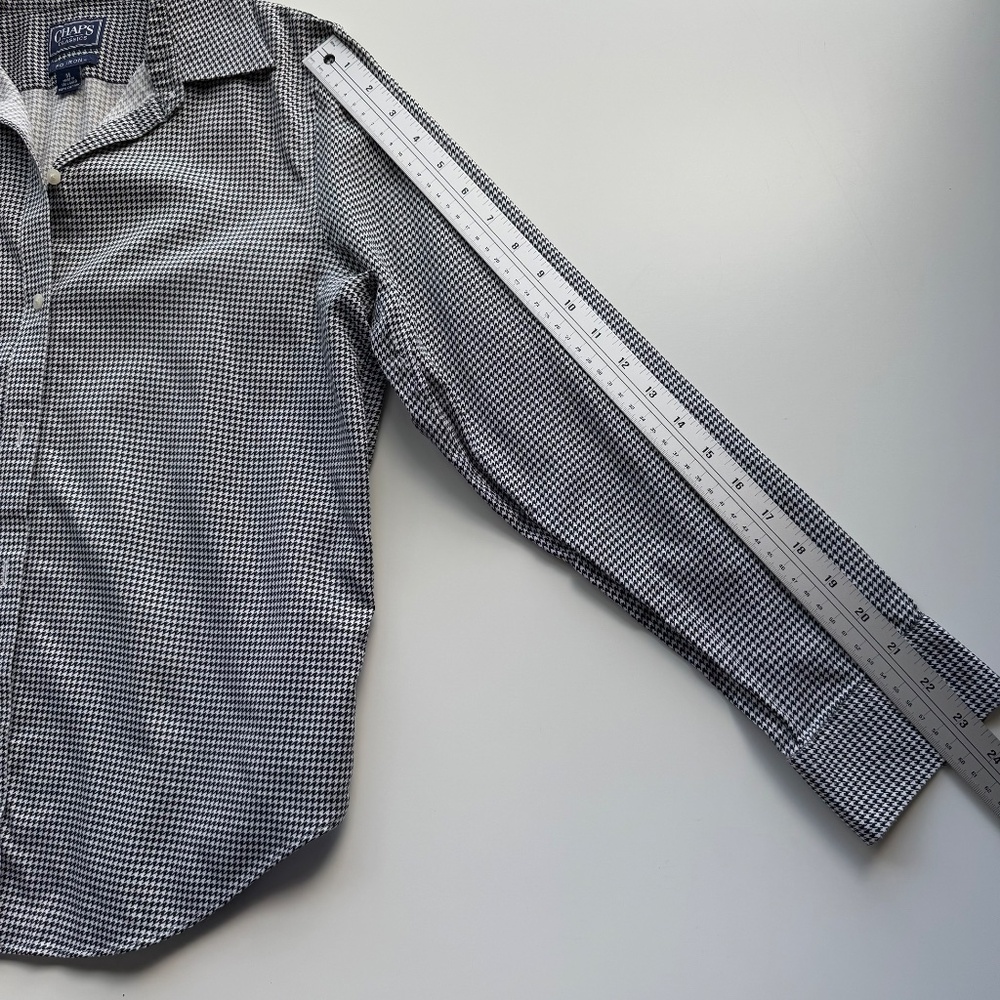 Chaps Classics Houndstooth Button Down Top Black … - image 7